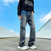 Threebooy Fashion Vintage Black Baggy New Cargo Jeans Pants For Men Clothing Straight Luxury Cotton Trousers Pantalon Homme